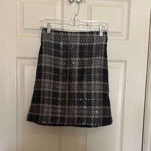 Plaid Black and Gray Women's Skirt